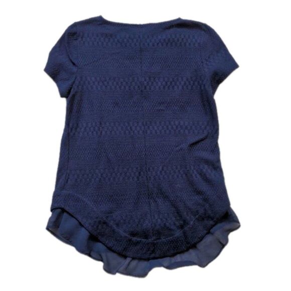 Anthropologie Deletta Top Navy Blue Keyhole Soledad Sheer Chiffon Lagenlook XS - Picture 3 of 6